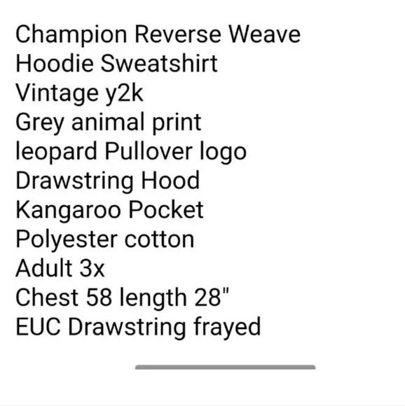 Champion Reverse Weave Hoodie Sweatshirt Adult 3X Animal Print Gray Leopard - Picture 10 of 12